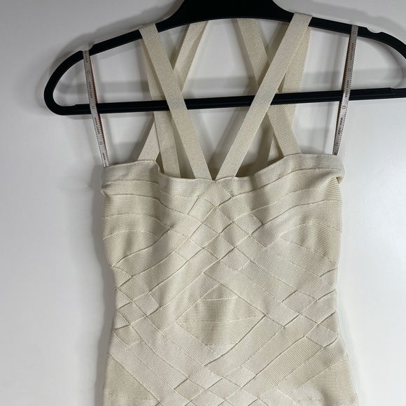 Herve Leger Ivory Bandage Dress EUC Size XXS - Picture 10 of 16
